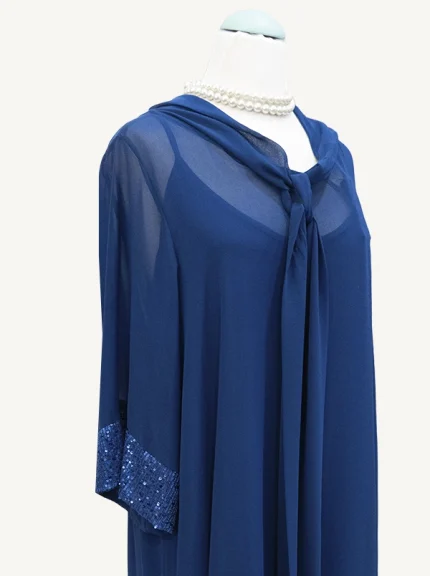 Vestido de fiesta gasa azul noche con lentejuelas - Curvy
