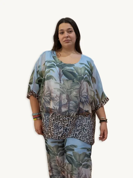Conjunto Tropical Blusa  & Pantalón Fluido - Curvy
